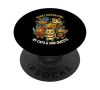 Easily Distracted by Cats and Side Quests RPG PopSockets Adhesive PopGrip