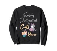 Easily Distracted By Cats And Yarn Cat Crochet Knitting Sweatshirt