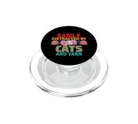 Easily Distracted by Cats and Yarn PopSockets PopGrip for MagSafe