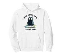 Easily Distracted By Cats & Books Cute Cat Booklover Bookish Pullover Hoodie