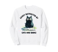 Easily Distracted By Cats & Books Cute Cat Booklover Bookish Sweatshirt