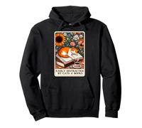 Easily Distracted By Cats & Books Tarot Card Pullover Hoodie