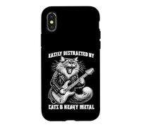 Easily Distracted By Cats & Heavy Metal - Funny Rock Cat Case for iPhone X/XS