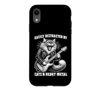 Easily Distracted By Cats & Heavy Metal - Funny Rock Cat Case for iPhone XR