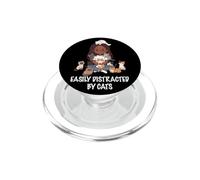 Easily Distracted By Cats Lover Woman Girl Cat Mom PopSockets PopGrip for MagSafe