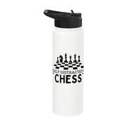 Easily Distracted By Chess Funny Chess Player Stainless Steel Insulated Water Bottle