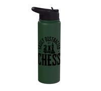 Easily Distracted By Chess Funny Chess Player Stainless Steel Insulated Water Bottle
