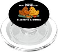 Easily Distracted By Chickens And Books Funny Chicken Lover PopSockets PopGrip for MagSafe