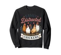 Easily Distracted By Chickens Funny Chicken Lover Farm Hen Sweatshirt