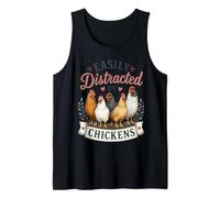 Easily Distracted By Chickens Funny Chicken Lover Farm Hen Tank Top