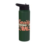 Easily Distracted By Corals Coral Fragging Reef Restoration Stainless Steel Insulated Water Bottle