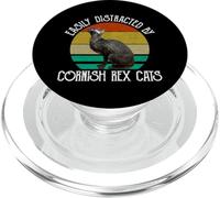 Easily Distracted By Cornish Rex Cats PopSockets PopGrip for MagSafe