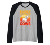 Easily Distracted By Cows Farm Humor Lovers Raglan Baseball Tee