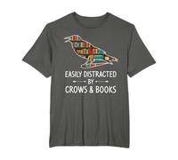 Easily Distracted By Crows & Books Lover Gift Raven Bird T-Shirt