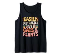 Easily Distracted by Cute Cats and Happy Houseplants Tank Top