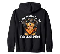 Easily Distracted by Dachshunds Funny Dog Lover Design Zip Hoodie