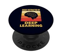 Easily Distracted By Deep Learning Funny AI Coding Scientist PopSockets Adhesive PopGrip