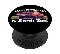 Easily Distracted By Detroit Steel, American Muscle Car Love PopSockets Adhesive PopGrip