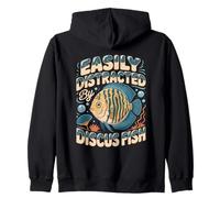 Easily Distracted By Discus Fish Zip Hoodie