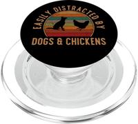 Easily Distracted By Dogs And Chickens Retro Vintage Funny PopSockets PopGrip for MagSafe