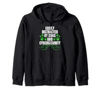 Easily Distracted By Dogs And Cyber Security Zip Hoodie