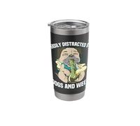 Easily Distracted by Dogs and Weed Dog Smoking Bong Stainless Steel Insulated Tumbler