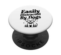 Easily Distracted By Dogs Cute Fluffy Dog Lover PopSockets Adhesive PopGrip