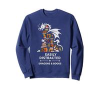 EASILY DISTRACTED By DRAGONS & BOOKS Reading Library Readers Sweatshirt