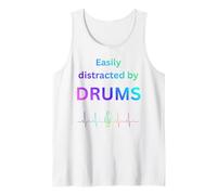 Easily Distracted by Drums, Heartbeat Rhythm. Rainbow Pride Tank Top