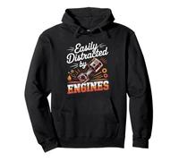 Easily Distracted By Engines Motorcycle Racing Pullover Hoodie