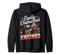 Easily Distracted By Engines Motorcycle Racing Zip Hoodie