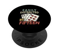 Easily Distracted By Fifteen Funny Cribbage Cards PopSockets Adhesive PopGrip