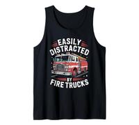 Easily Distracted by Fire Trucks Firefighter Apparel Tank Top