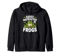 Easily Distracted By Frogs Cute Frog Lover Frog Watching Zip Hoodie