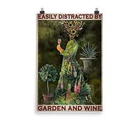 Easily Distracted by Garden and Wine Poster, Decorative Paintings Modern Home Wall Decor for Home Office Living Room Bedroom Kitchen Gifts, No Framed 16x24 Inches