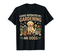 Easily Distracted By Gardening and Dogs Funny Plant T-Shirt