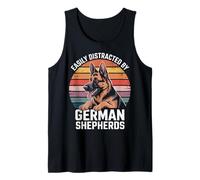 Easily Distracted by German Shepherds Funny Dog Lover Tank Top