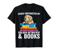 Easily Distracted by Golden Retriever & Books T-Shirt
