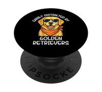 Easily Distracted by Golden Retrievers Funny Dog Lover PopSockets Adhesive PopGrip