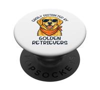 Easily Distracted by Golden Retrievers Funny Dog Lover PopSockets Adhesive PopGrip