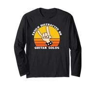 Easily Distracted by Guitar Solos - Rock Metal Music Lovers Long Sleeve T-Shirt