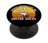 Easily Distracted By Guitar Solos - Rock Metal Music Lovers PopSockets Adhesive PopGrip