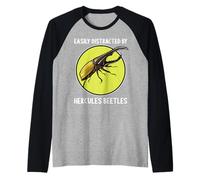 Easily Distracted by Hercules Beetles. Hercules Beetle Raglan Baseball Tee