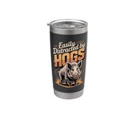 Easily Distracted By Hogs Hunting Wild Boar Stainless Steel Insulated Tumbler