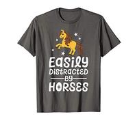 Easily Distracted By Horses Farm Barn Riding Kids Boy Girls T-Shirt