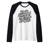 Easily Distracted by Hot Rods and Burgers Fun Car Nut Humor Raglan Baseball Tee