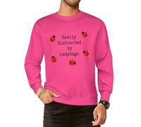 Easily Distracted By Ladybugs Men Graphic Sweatshirts Cotton Crew Neck Long Sleeve Casual Pullover Tops