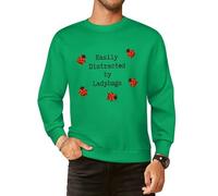 Easily Distracted By Ladybugs Men Graphic Sweatshirts Cotton Crew Neck Long Sleeve Casual Pullover Tops