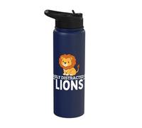 Easily Distracted By Lions Funny Lion Stainless Steel Insulated Water Bottle
