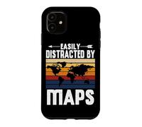 Easily Distracted By Maps Earth Geographer Geography Teacher Case for iPhone 11